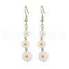 2Pairs 2 Styles Flower Natural Freshwater Shell Leverback & Dangle Earring Sets EJEW-JE06338-3