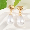 Heart with Teardrop 304 Stainless Steel Dangle Stud Earrings for Woman EJEW-F366-01G-03-4