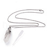 Natural Tourmalinated Quartz/Black Rutilated Quartz Openable Perfume Bottle Pendant Necklaces NJEW-H216-06P-1