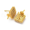 Rack Plating Brass Micro Pave Clear Cubic Zirconia Studs Earrings Finding KK-T072-15G-2
