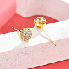 Flat Round Brass Micro Pave Clear Cubic Zirconia Stud Earrings EJEW-H162-05G-2
