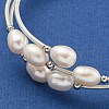 Mother's Day Jewellery Three-Loops Brass & Natural Freshwater Pearl Beaded Wrap Bracelets for Women BJEW-F470-04S-01-3