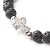 Natural Obsidian & Lava Rock Round Beads Stretch Bracelets Set BJEW-JB06982-04-12
