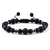 Frosted Round Natural Obsidian Braided Beaded Bracelets XM7085-1-1