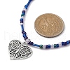 Tibetan Style Alloy Heart with Butterfly Pendant Necklace with Seed Beaded Chains NJEW-JN04341-4
