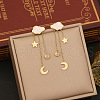 304 Stainless Steel Micro Pave Clear Cubic Zirconia Dangle Stud Earrings FS-WG87FF9-02-1