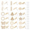  36Pcs 9 Styles Rectangle & Flower & Butterfly & Star Ash Wood Stud Earring Findings EJEW-TA0001-19-10