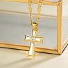 Cross Brass Micro Pave Clear Cubic Zirconia Pendant Necklaces FS-WG5E880-01-3