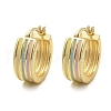 Stripe Brass Enamel Hoop Earrings EJEW-M082-02PG-2
