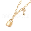 304 Stainless Steel Padlock and Skeleton Key Pendant Necklace for Women NJEW-G018-11G-1