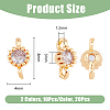FIBLOOM 20Pcs 2 Colors Brass Pave Glass Connector Charms KK-FI0001-06-2
