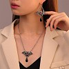 Plastic Bat with Teardrop Pendant Necklace & Dangle Earrings SJEW-G081-01AS-2