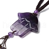 Hamsa Hand/Hand of Miriam Natural Amethyst Pendant Decorations HJEW-R127-02J-5