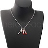 Star Magic Stick & Dance Shoes Alloy Red Enamel Pendant Necklaces for Women FS-WG7E8F0-01-2