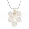 Leaf Copper Wire Wrapped Natural White Jade Beaded Pendant Necklaces NJEW-JN05218-01-2