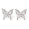 Butterfly Brass Stud Earrings EJEW-M245-07P-2