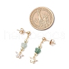 Butterfly with Flower Brass Micro Pave Cubic Zirconia Dangle Stud Earrings EJEW-JE06427-3