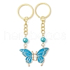 5 Pairs 5 Colors Butterfly Alloy Enamel Keychains KEYC-JKC00712-4
