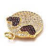 Brass Micro Pave Red & Clear Cubic Zirconia Pendants ZIRC-SZ0001-25-3