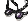 Natural Amethyst Oval Pendant Necklace NJEW-K258-01E-2