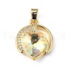 Real 18K Gold Plated Rack Plating Brass Micro Pave Clear Cubic Zirconia Pendants KK-C015-20G-15-1