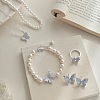 Butterfly Alloy & Kyanite & Plastic Pearl Pendant Necklaces & Stud Earrings & Link Bracelets & Rings Sets FS-WG8099C-01-1