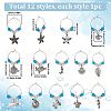 Beach Ocean Theme Alloy Wine Glass Charms AJEW-SC0002-41-2