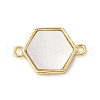 Brass Pave Natural White Shell Connector Charms KK-S522-03F-G-1