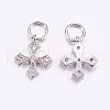 Brass Micro Pave Cubic Zirconia Tiny Cross Charms ZIRC-G128-04P-2