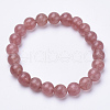 Natural Strawberry Quartz Beaded Stretch Bracelets BJEW-S128-08-1