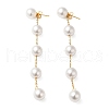 304 Stainless Steel with Plastic Pearl Stud Dangle Earrings EJEW-Q386-02A-G-2