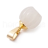 Natural White Jade Pumpkin Charms with Golden Tone 304 Stainless Steel Snap on Bails PALLOY-JF02349-03-4