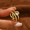 Brass Micro Pave Cubic Zirconia Double Layer Cuff Rings for Women AH8592-5