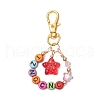 Acrylic Letter and Glass Starfish Pendant Decorations HJEW-JM03013-4