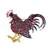 Rhinestone Rooster Brooch Pin ZODI-PW0001-123A-1