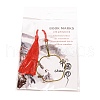 Chinese Ancient Hand Fan Shape Brass Wire Wrap Metal Bookmark with Tassel for Book Lover AJEW-WH0034-44-3