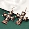 Alloy Synthetic Turquoise Dangle Earrings for Women EJEW-U053-13R-2