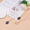 Natural Gemstone Teardrop with Tree Pendant Necklaces NJEW-JN03869-2