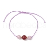 Natural Quartz & Carnelian Round Beaded Bracelets BJEW-JB11990-2