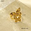 Butterfly 304 Stainless Steel Open Cuff Rings for Women RJEW-S415-05G-1