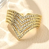 Rack Plating Brass Micro Pave Clear Cubic Zirconia Cuff Finger Rings for Women RJEW-M028-26G-1