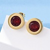 304 Stainless Steel Flat Round Stud Earrings EJEW-C099-23G-02-2