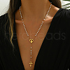 Stainless Steel & Plastic Rosary Bead Necklaces UE6084-6-1