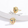 Elegant Brass Flat Round with Butterfly Stud Earrings ND1367-4