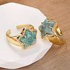 Star Natural Amazonite Cubic Zirconia Cuff Rings RJEW-M076-02G-07-4