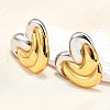 304 Stainless Steel Two-tone Stud Earrings for Women EJEW-R023-01GP-01-2
