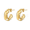 304 Stainless Steel C Shaped Stud Earrings HH9733-1-1