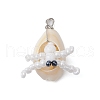 Natural Cowrie Shell & Glass Seed Beads Pendants PALLOY-MZ00323-3