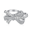 Rhodium Plated 925 Sterling Silver Micro Pave Clear Cubic Zirconia Finger Ring for Women RJEW-F150-14B-P-1