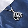 Mesh Heart 304 Stainless Steel Pendant Necklaces NJEW-M096-12P-5